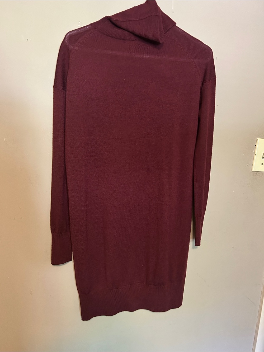Daniel Cremieux Burgundy Midi Turtleneck Knit Dress